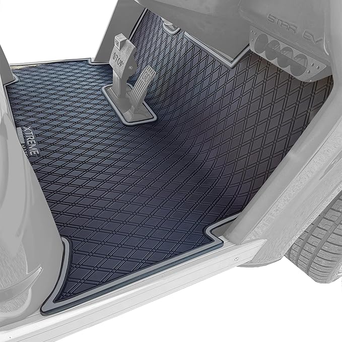 Xtreme MATS for StarEV Sirius Full Coverage Double Diamond Rubber Golf Cart Floor Mat - Fits Star Sirius Models Only - Overlay Protective Floor Liner Accessory for Golf Carts (Grey Trim)