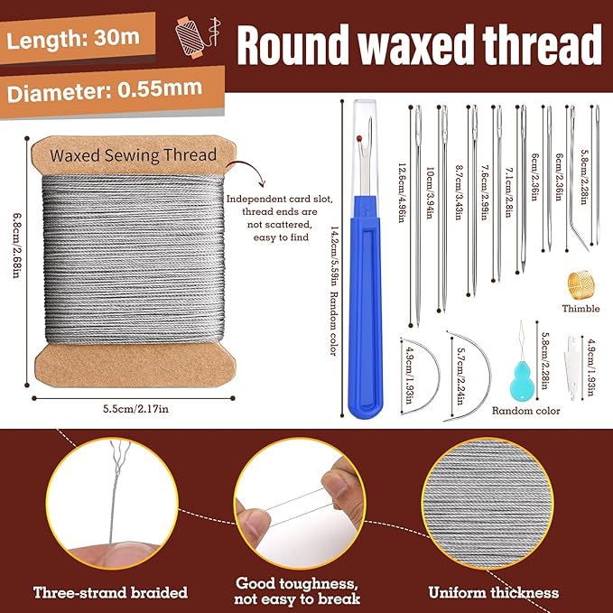 Upholstery Repair Kit, Thread Repair Sewing Kit and Upholstery Needle, 3 Colors - Image 2
