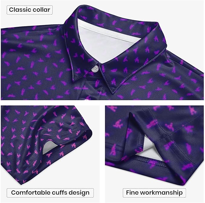 Golf Polo Shirts for Men Funny Print Short Sleeve Golf Shirts Performance Golf Polos