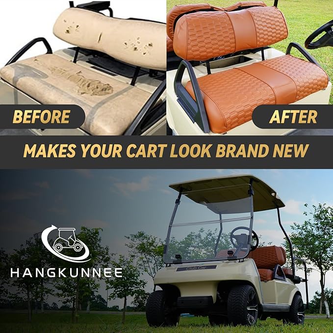 Golf Cart Seat Covers for EZGO TXT Club Car DS Gas or Electric OEM Regular Seat Cushion, No Staple, Golf Cart Vinyl Replacement Seat Cover