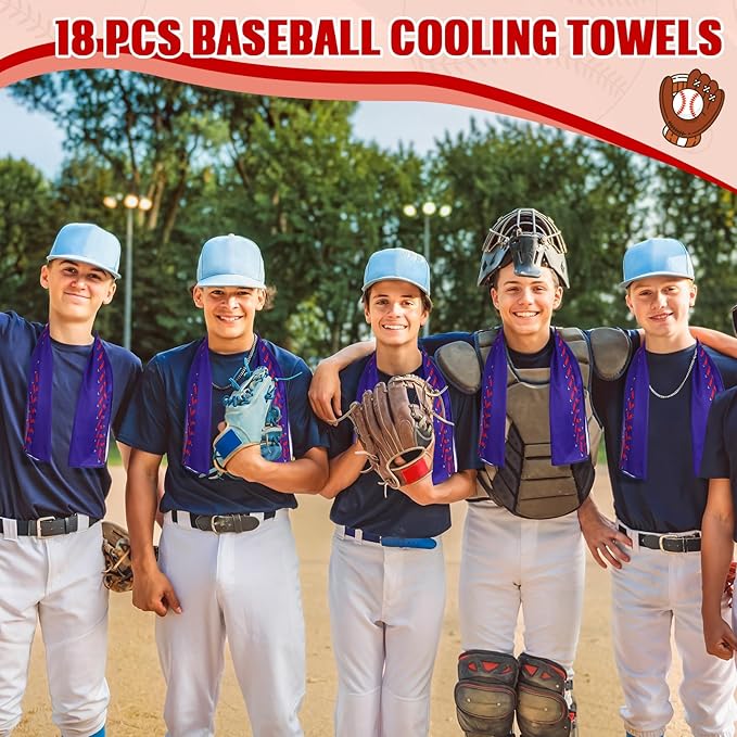18 Pcs Cooling Towel, Baseball Softball Towel Breathable Ice Towels, 40"x12" Cooling Towels for Sports Team Coach Gift Training, Cold Sweat Rag for Sport (Dark Blue)