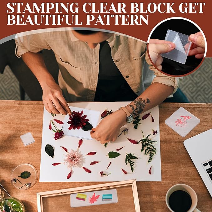 Mudder 7 Pieces Acrylic Stamp Blocks Set Clear Stamping Blocks Tools - Image 6