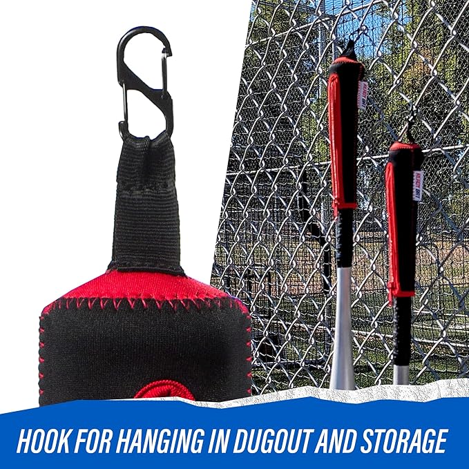 Handle Cover - Baseball Bat Cover Sleeve Protects Vehicle & Bat Grip - Batting Gloves & Helmet Companion with Zippered Hook - Softball Accessory
