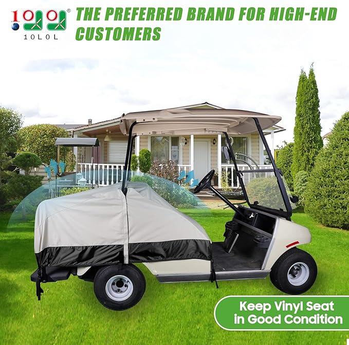 10L0L Waterproof Golf Cart Seat Cover, Universal for Yamaha EZGO Club Car 2+2 Seats Rain Covers | 600D Oxford Golf Cart Seat Protective Covers | Rain & Dust Protection | Easy On/Off for Daily Use
