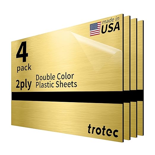 Trotec | Metallic Looking Acrylic Sheet | 12"x20"x1/8", Name Plate | USA Made by TrotecEngravingSupplies