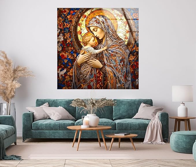 My Photostation.com 24Wx30H'' Jesus and Virgin Mary Glass Wall Art Tempered - Image 5