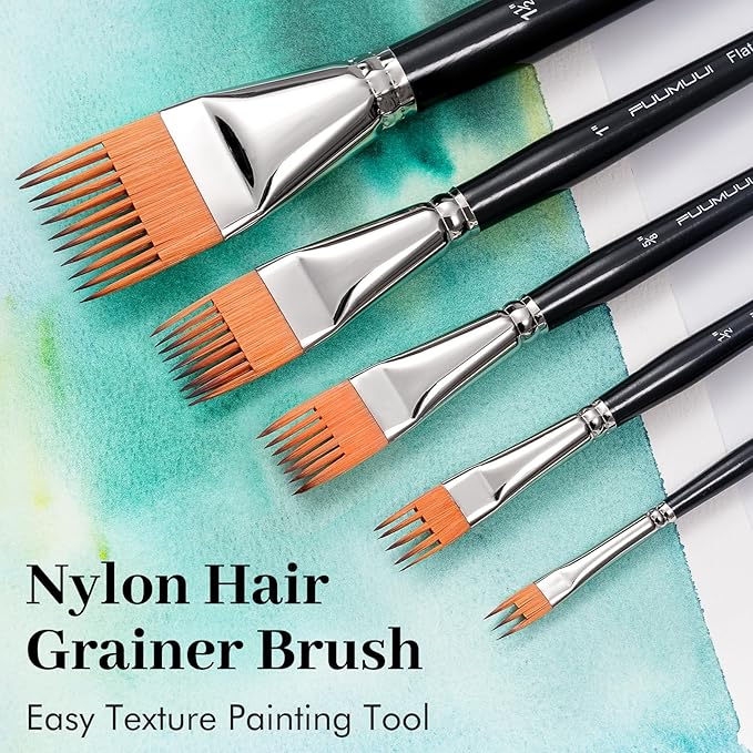 Fuumuui Grainer Brush Set–5pcs Professional Flat Comb Brushes - Image 5