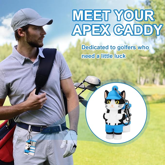 Penitue Cat Caddie Golf Tee Holder, Including 8 Golf Ball Tees Creative Cute Cat Holder Set for Women Men Golfers Attaching to Backpack Shoulder Bag Belt