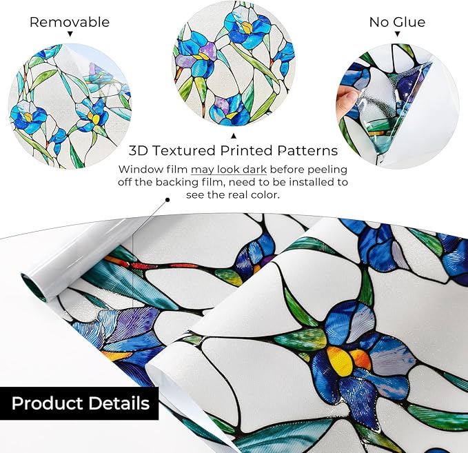 3D Stained Glass Window Film, Decorative Window Privacy Film - Image 4