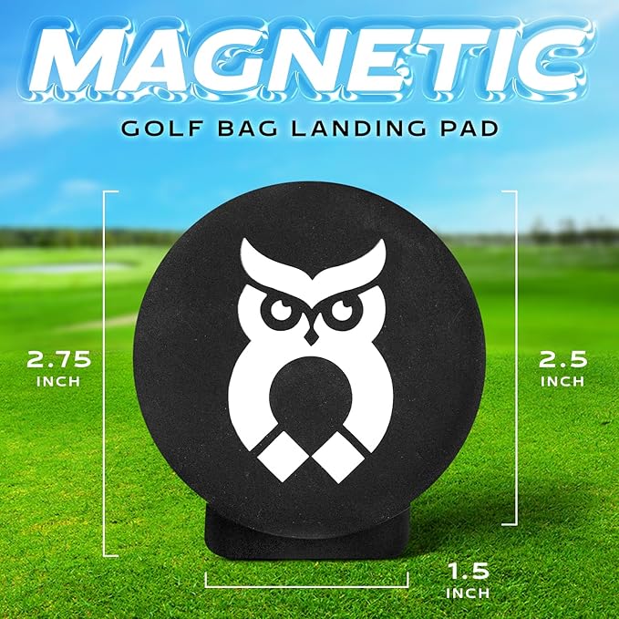 Magnetic Golf Landing Pad - Magnetic Golf Bag Clip for Quick and Easy Use of Golf Gear & Accessories - Record Golf Swing Cell Phone Holder - Works with Any Golf Bag