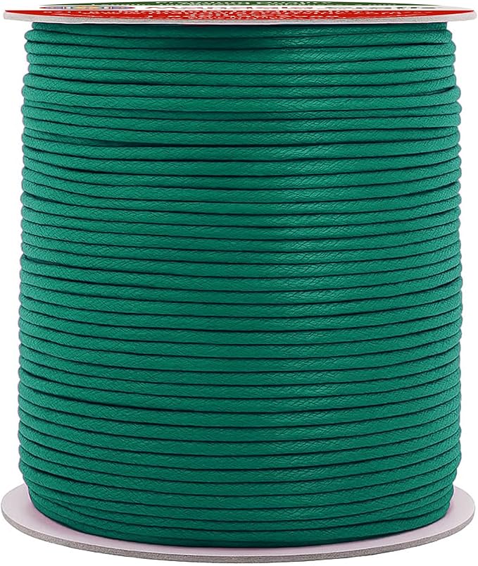 Mandala Crafts 2mm 109 Yards Peacock Green Cotton Waxed Cord by MandalaCrafts
