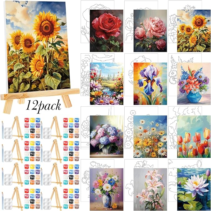 Zhanmai 12 Pack Pre Drawn Canvas by Zhanmai