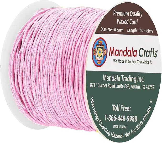Mandala Crafts 0.5mm 109 Yards Baby Pink Cotton Waxed Cord - Image 2