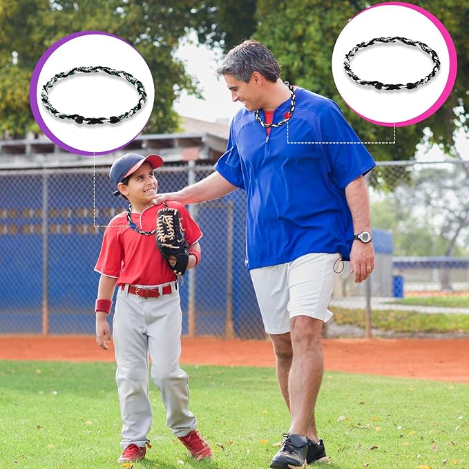 Junkin Baseball Necklaces Three Braided Rope Titanium Necklace for Fans Team Gifts Boys Men Player Softball Sports