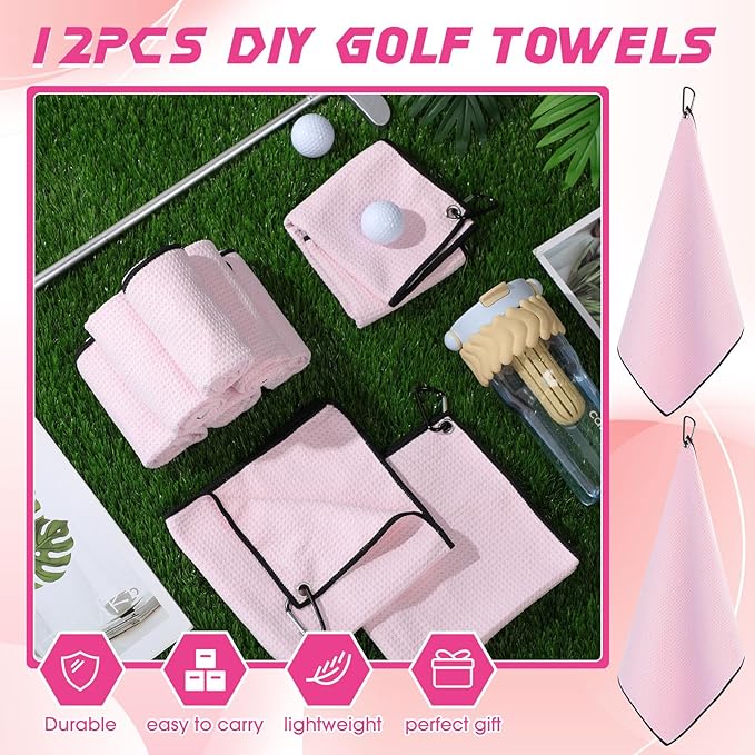 Batiyeer Golf Towel Bulk for Golf Bags 16'' x 16'' Microfiber Fabric Towel with Clip Waffle Pattern, Fitness, Camping, Hiking, Yoga