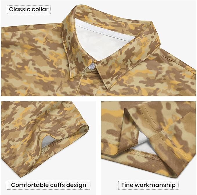 Golf Polo Shirts for Men Funny Print Short Sleeve Golf Shirts Performance Golf Polos