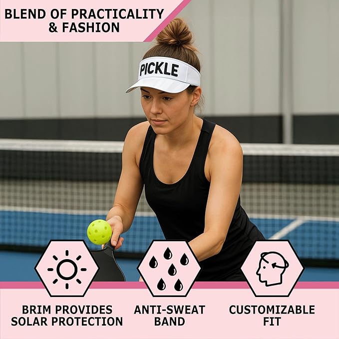 Funky Junque Women's UV 50 Adjustable Sun Visor - Golf Tennis Pickleball - Sports Themes Solid Colors Easter Pastels