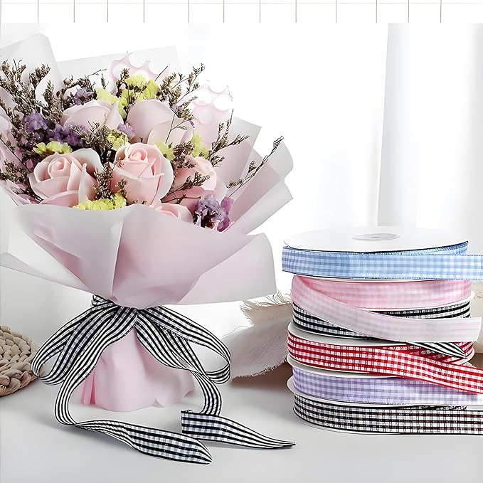 Classic Gingham Checkered Ribbon, DIY Projects, Hair Bows, Scrapbooking & Party - Image 4