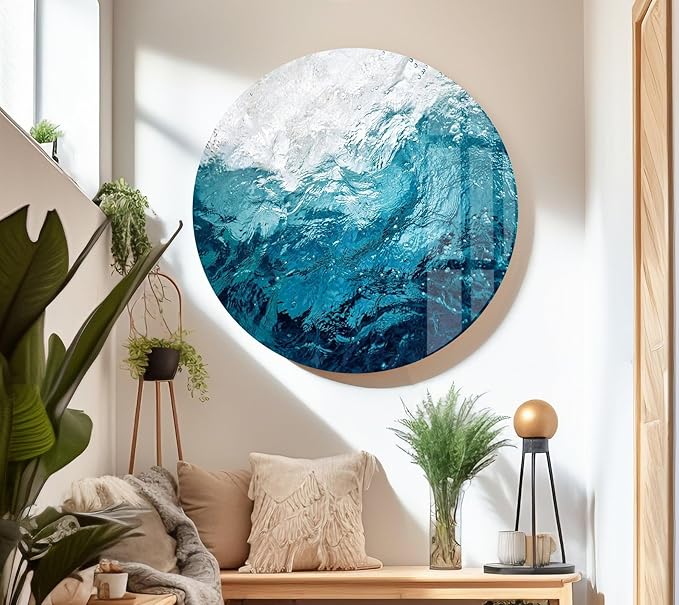 My Photostation.com 20Wx14H'' Blue Waves Abstract Glass Wall ArtTempered Glass - Image 5