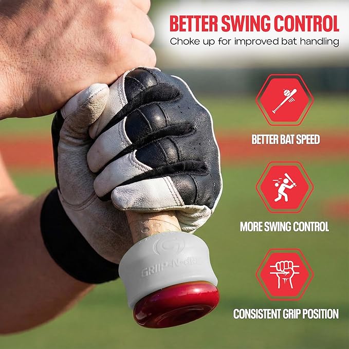 Grip-N-Rip Knob Stacker Choke-Up Ring for Baseball/Softball Bats Provides Choking Up Space & Relief from Bat Sting, Stackable for Custom Fit and Comfort
