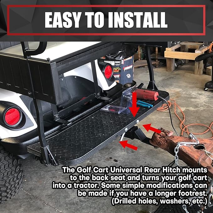 Golf Cart Hitch with 2 Inch Receiver - Fit for Club Car, EZGO, Yamaha