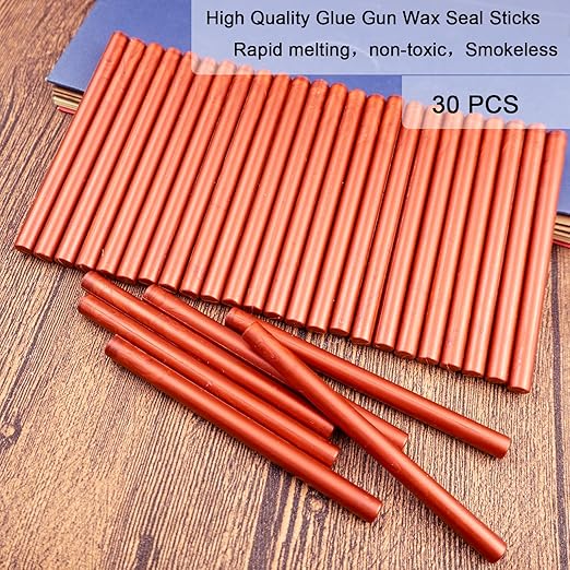 Wax Seal Stick, Ioggtser 30 PCS New Wine Red Mini Glue Gun Wax Seal Stick - Image 2
