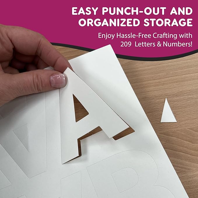 209 Pcs 3 in. White Bulletin Board Letters & Numbers, Capital Letters, - Image 8