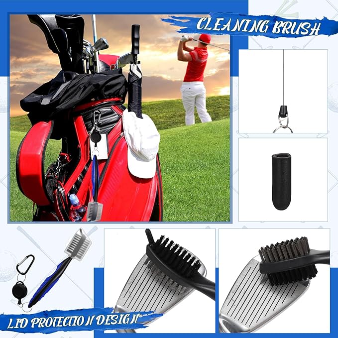 Syhood 21 Pcs Golf Accessories Kit Cleaning Kit Include Golf Brush, Towel, Groove Sharpener, Divot Repair Tool, Ball Alignment Portable Tool Gifts for Men or Women
