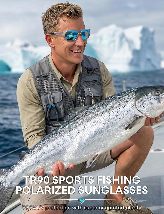 ATTCL Sports Polarized Sunglasses for Men: Womens UV400 Protection, Lightweight Wrap Around TR90 Frame for Fishing Golf