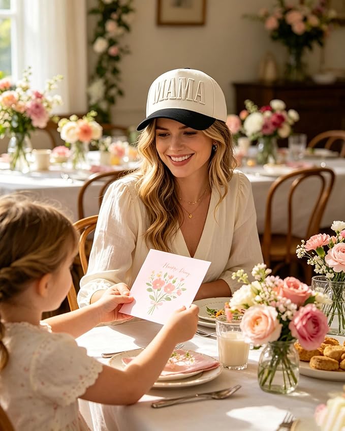 Womens Mama Trucker Hat, Vintage Snapback Mom Baseball Cap, Trendy New Mom Gifts Mothers Day Outfits for Mommin