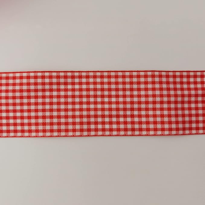 1.5 Inch Red and White Woven Edge 100% Polyester Gingham Ribbon 25 Yards Each - Image 9