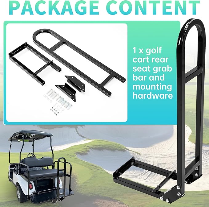 ECOTRIC Universal Golf Cart Rear Seat Safety Grab Bar Safety Seat Handle Rail Handles for Yamaha Club Car EZGO TXT DS Golf Cart Accessories