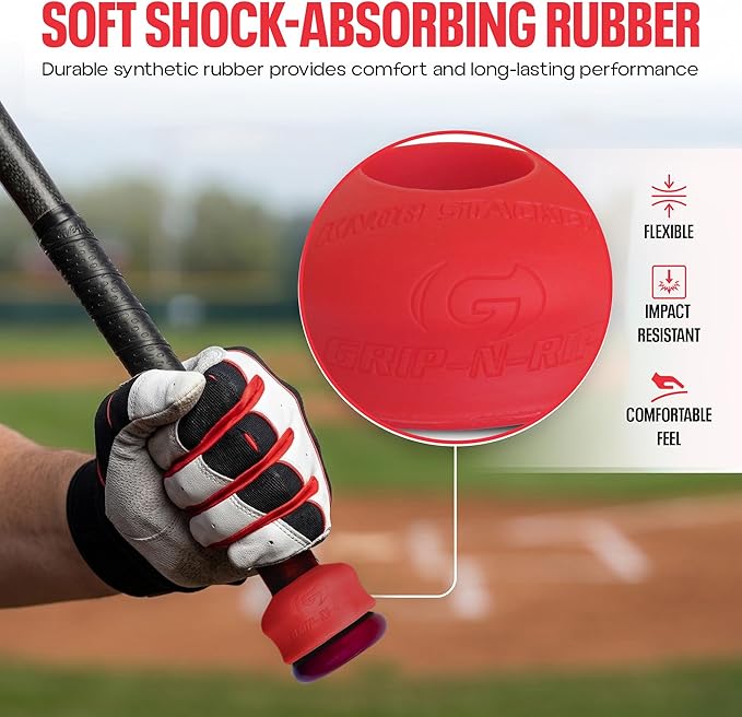 Grip-N-Rip Knob Stacker Choke-Up Ring for Baseball/Softball Bats Provides Choking Up Space & Relief from Bat Sting, Stackable for Custom Fit and Comfort