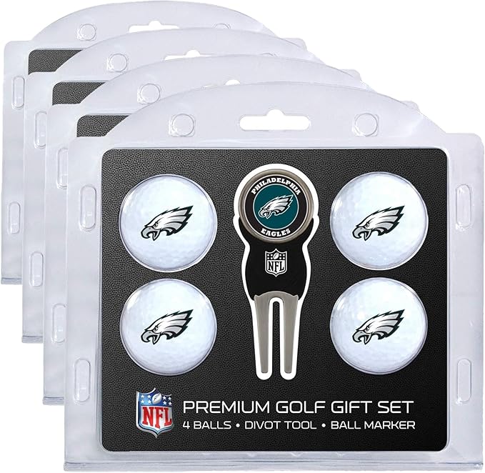 Team Golf NFL Regulation Size Golf Balls (4 Count) & Divot Tool with Removable Double-Sided Magnetic Marker