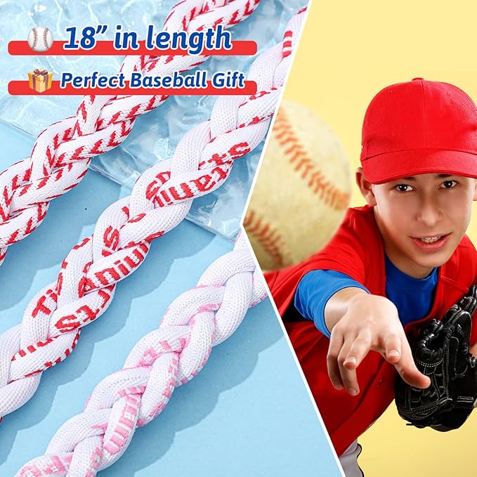 Junkin Baseball Necklaces Three Braided Rope Titanium Necklace for Fans Team Gifts Boys Men Player Softball Sports