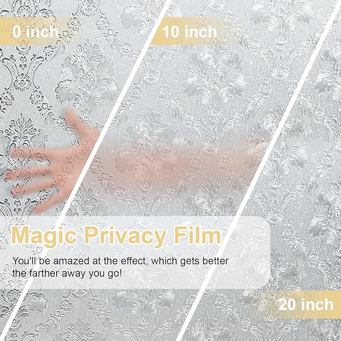 Window Privacy Film Decorative for Front Door, Bathroom Static Cling Stained - Image 2