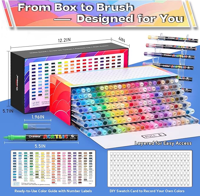 Overseas Acrylic Paint Markers 168 Colors, Brush Tip Paint Pens - Image 5