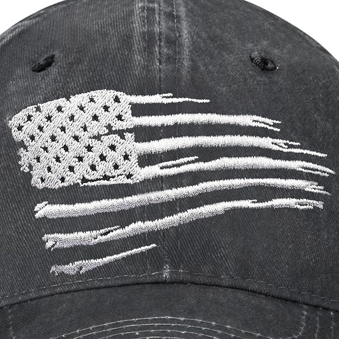 Embroidered Baseball Cap for Women Men Vintage Adjustable Washed Distressed Denim Baseball Hat