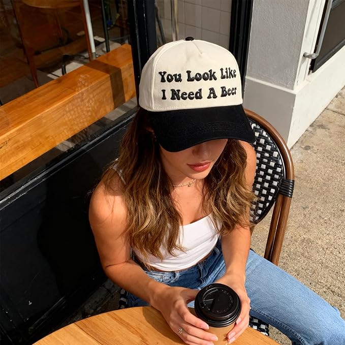 Hat Funny Embroidered Trucker Hat Adjustable Two Tone Snapback Canvas Baseball Cap for Womens