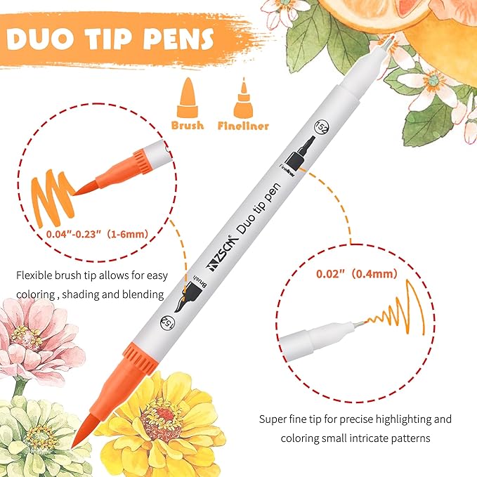 ZSCM 160 Colors Duo Tip Brush Markers Art Pen Set, Artist Fine and Brush Tip - Image 2