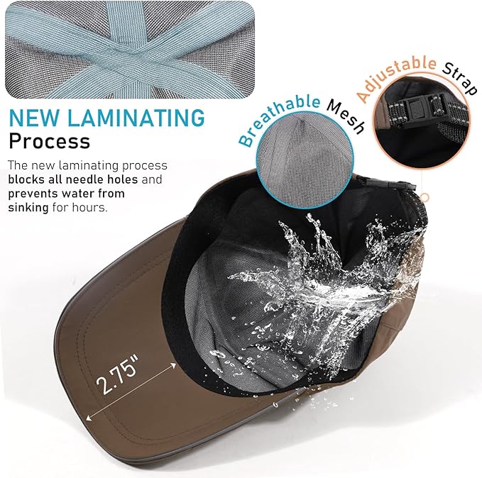 Mens Water-Resistant Baseball Cap Womens Rain Hat Foldable Outdoor Running Sun Fishing hat