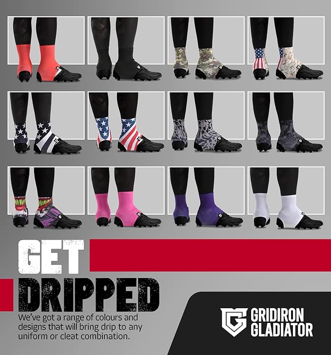 Gridiron Gladiator Cleat Covers - Football Spats - Football Cleat Cover - Cleat Spats for Soccer, Baseball & Softball
