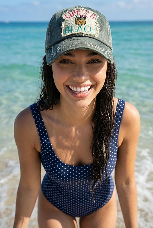 Funky Junque Distressed Vintage Baseball Cap - Embroidered Patch Women's Hat - Holiday, Lifestyle & Patriotic Designs