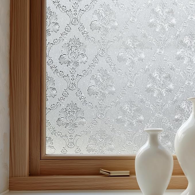 Window Privacy Film Decorative for Front Door, Bathroom Static Cling Stained by OHTMERU