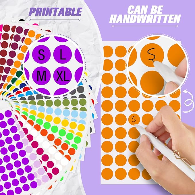 Thenshop 24000 Pcs 1/2 Inch Round Colored Circle Dot Sticker Label 20 Assorted - Image 3