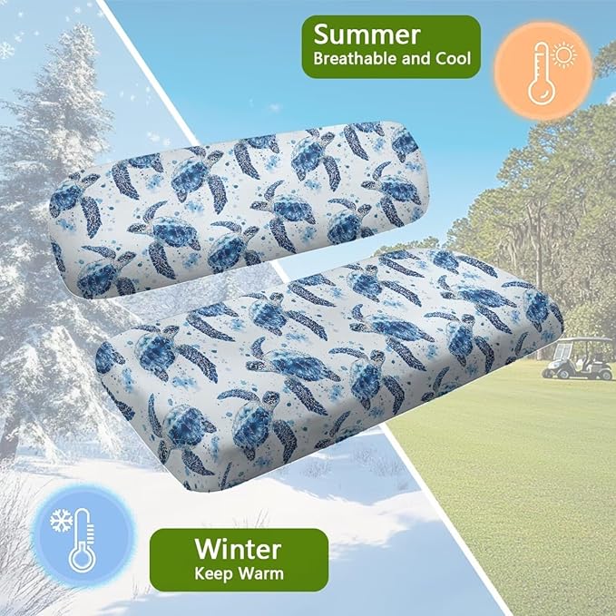 Yewatlles Sea Turtle Pattern Glacier Cart Seat Covers for Club Car,Golf Carts Ordinary Front Seats,Breathable Washable Polyester Cloth Renew Your Golf Cart