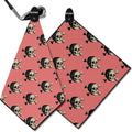 STICKIT Magnetic Golf Towel - Ultra-Absorbent with Waffle Weave Microfiber - Golf Towel with Magnet for Bags, Clubs & Carts - Removes Dirt, Grass, & Debris from Club Face - 29” x 29” (Pink Skulls)