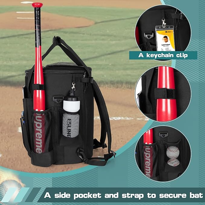 Smasrob Baseball Coaches Bag Fits 6 Gallon Ball Bucket, Baseball Bucket Bag with Backpack and Shoulder Straps