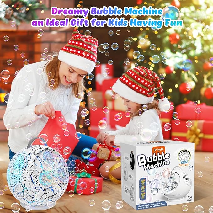 Bubble Machine for Kids Toddlers, 45°/360° Rotatable Spherical Bubble Maker Toy - Image 7