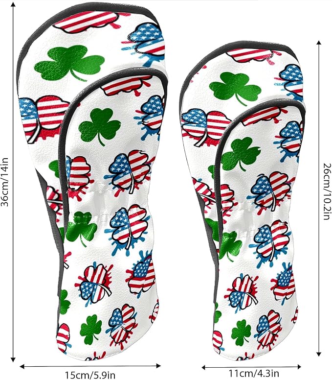 Golf Headcovers Fits Driver Hybrid Fairway 3/5 Wood, Waterproof PU Leather Golf Club Protector, Ideal Sports Accessories & Golfer Gift Colorful Geometry